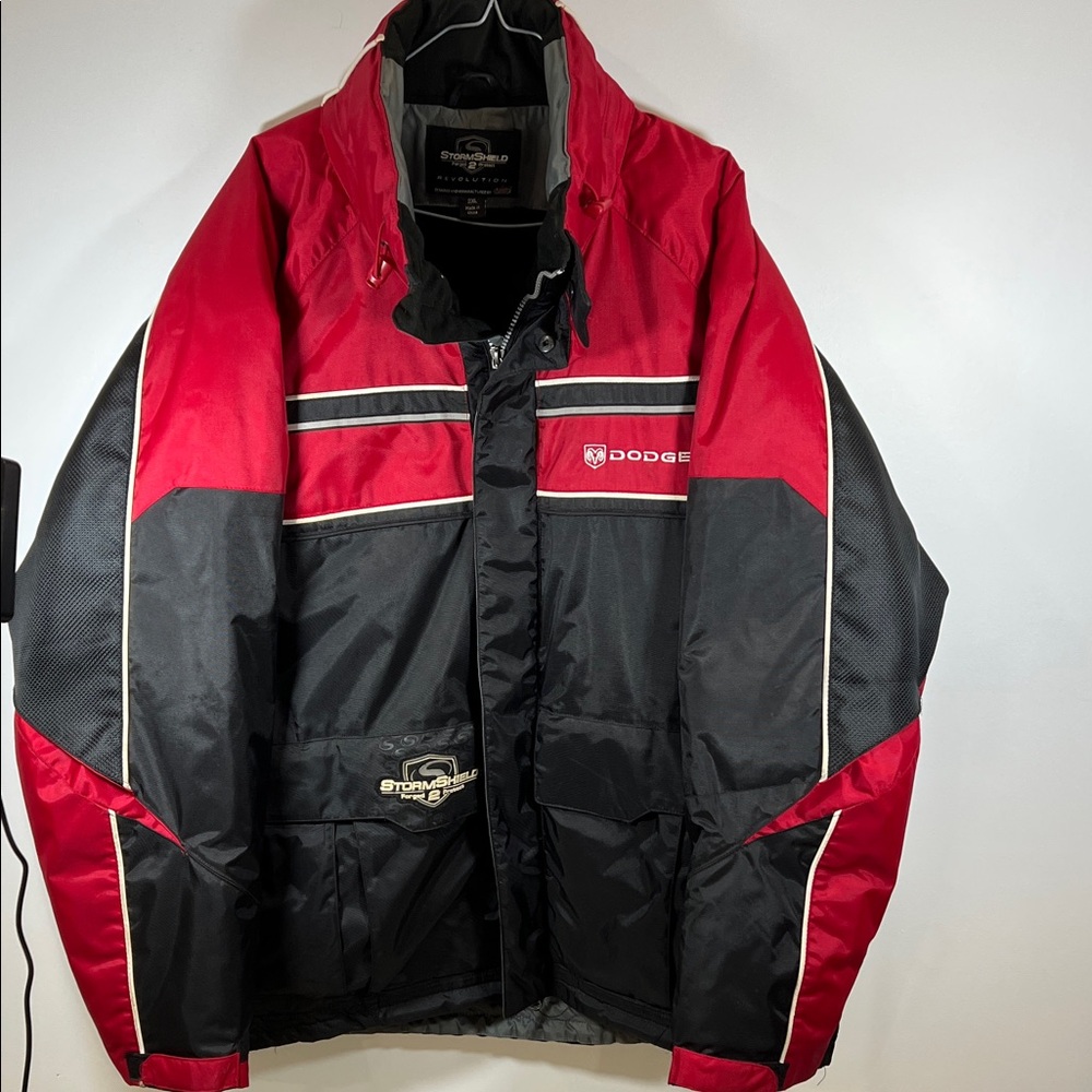 Men's Red and Black Jacket Dodge jacket